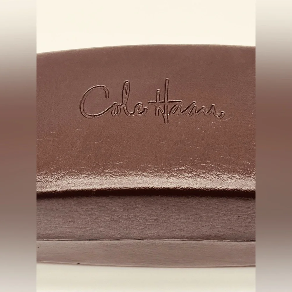 Cole Haan dark brown faux leather large sunglass case unisex